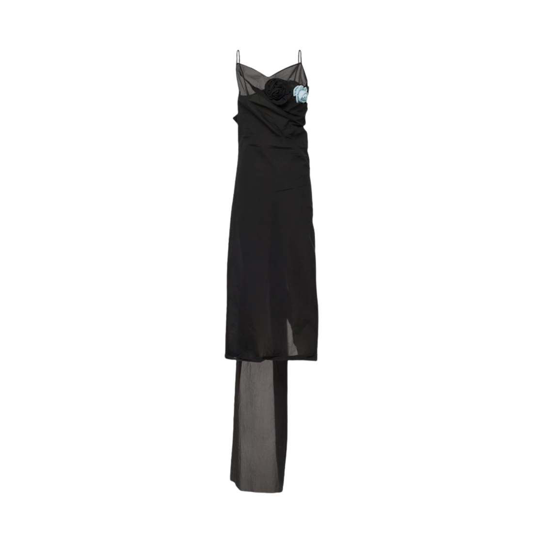 (W) 프라다 롱 나일론 크레이프 드레스 블랙((W) Prada Long Nylon Crepe Dress Black) - 1