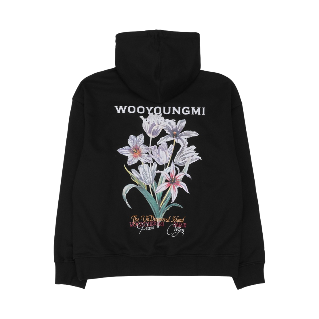 우영미 플라워 백로고 후드 티셔츠 블랙 - 24SS(Wooyoungmi Flower Back Logo Hooded T-Shirt Black - 24SS)