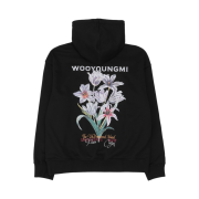 Wooyoungmi Flower Back Logo Hooded T-Shirt Black - 24SS