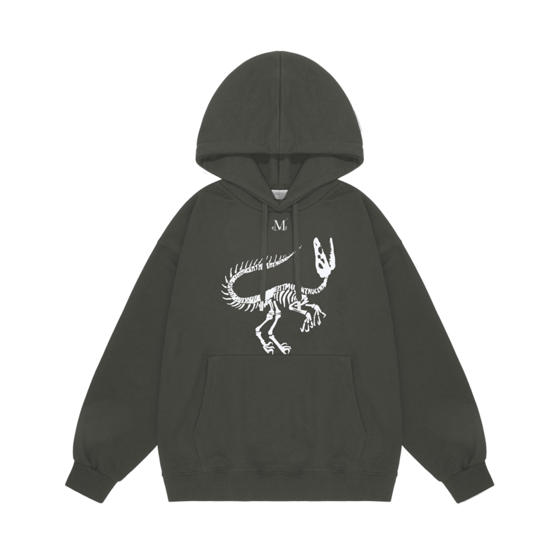 P00000QK_C MUCENT Dino Logo Hood T Charcoal