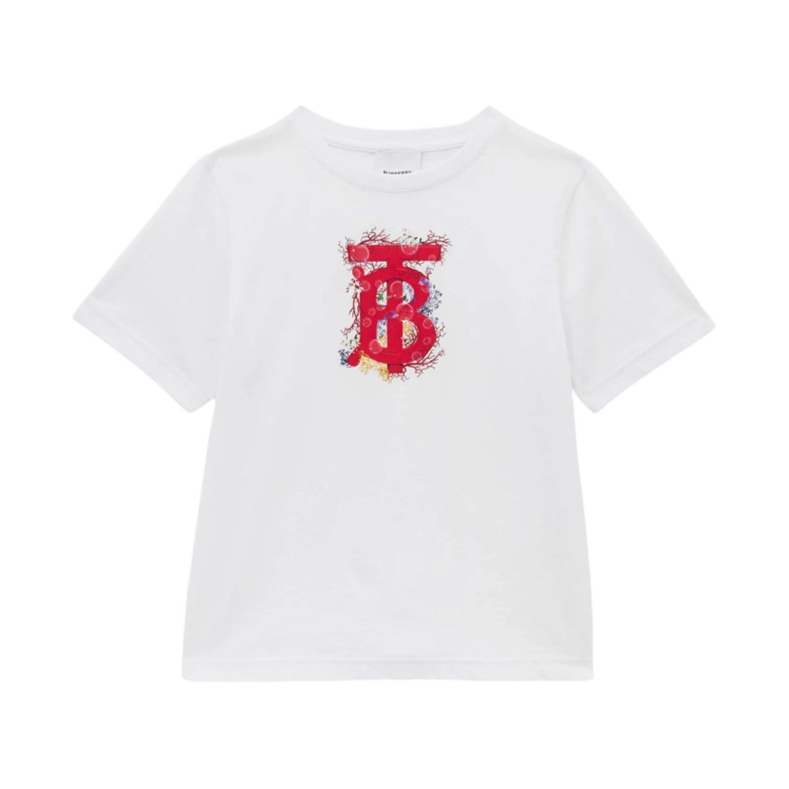 (키즈) 버버리 코랄 TB 프린트 코튼 티셔츠 화이트((Kids) Burberry Coral TB Print Cotton T-Shirt White) - 1