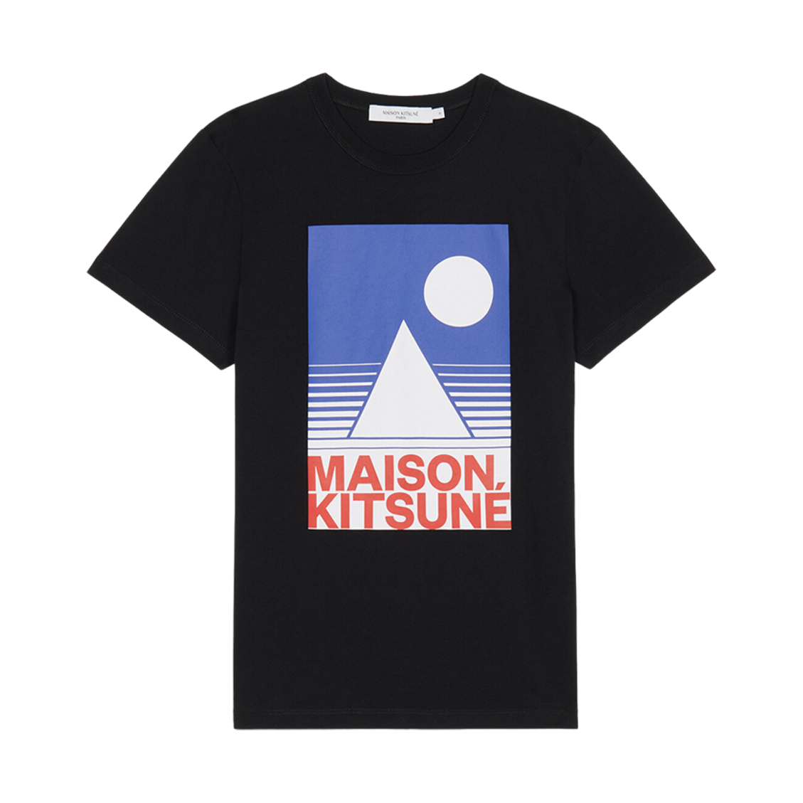 (W) 메종 키츠네 블루 앤서니 버릴 4 클래식 티셔츠 블랙((W) Maison Kitsune Blue Anthony Burrill 4 Classic T-Shirt Black) - 1