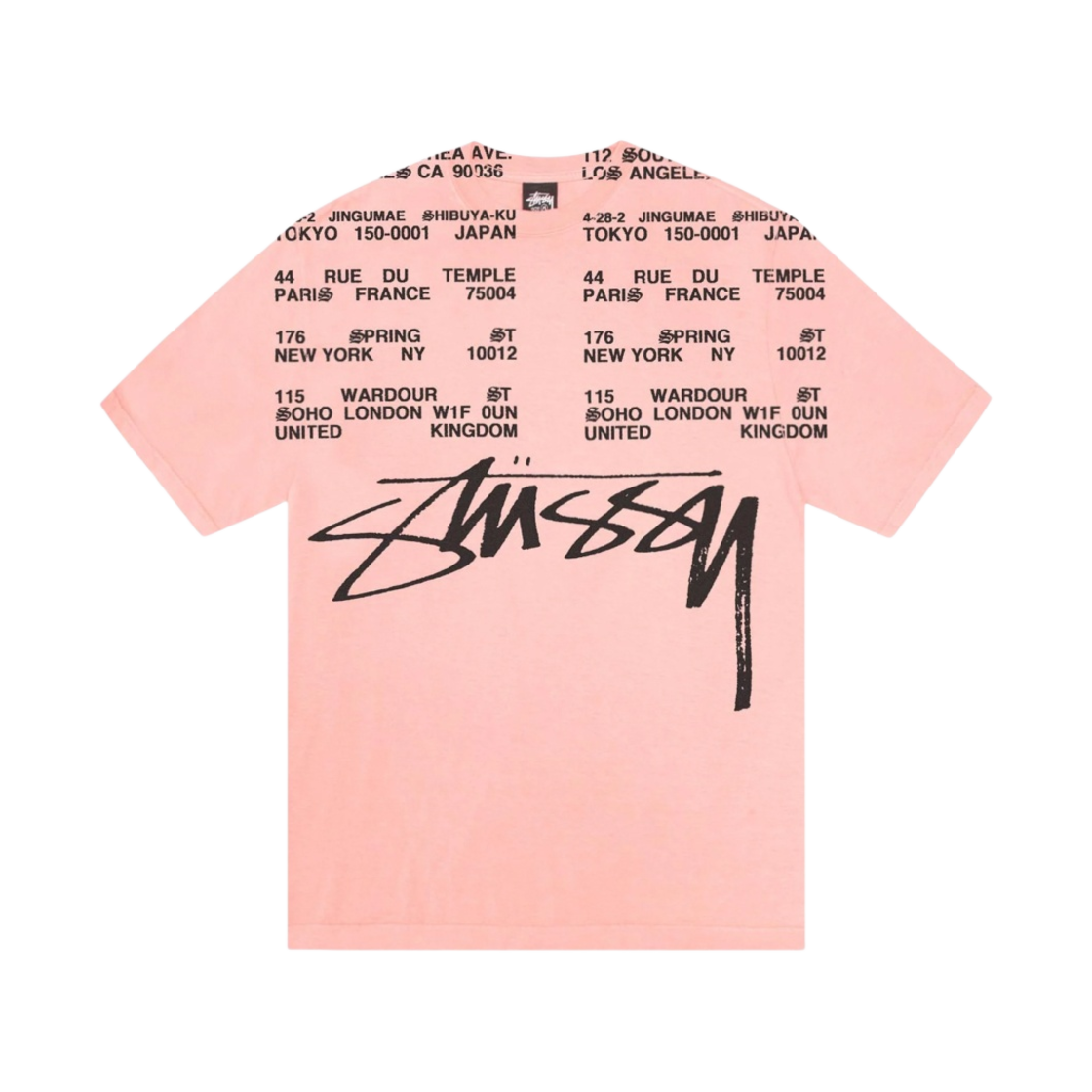 Stussy Locations Pigment Dyed T-Shirt Coral