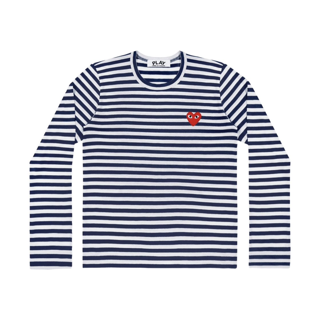 (W) 플레이 꼼데가르송 스트라이프 롱슬리브 티셔츠 네이비 화이트((W) Play Comme des Garcons Striped LS T-Shirt Navy White)