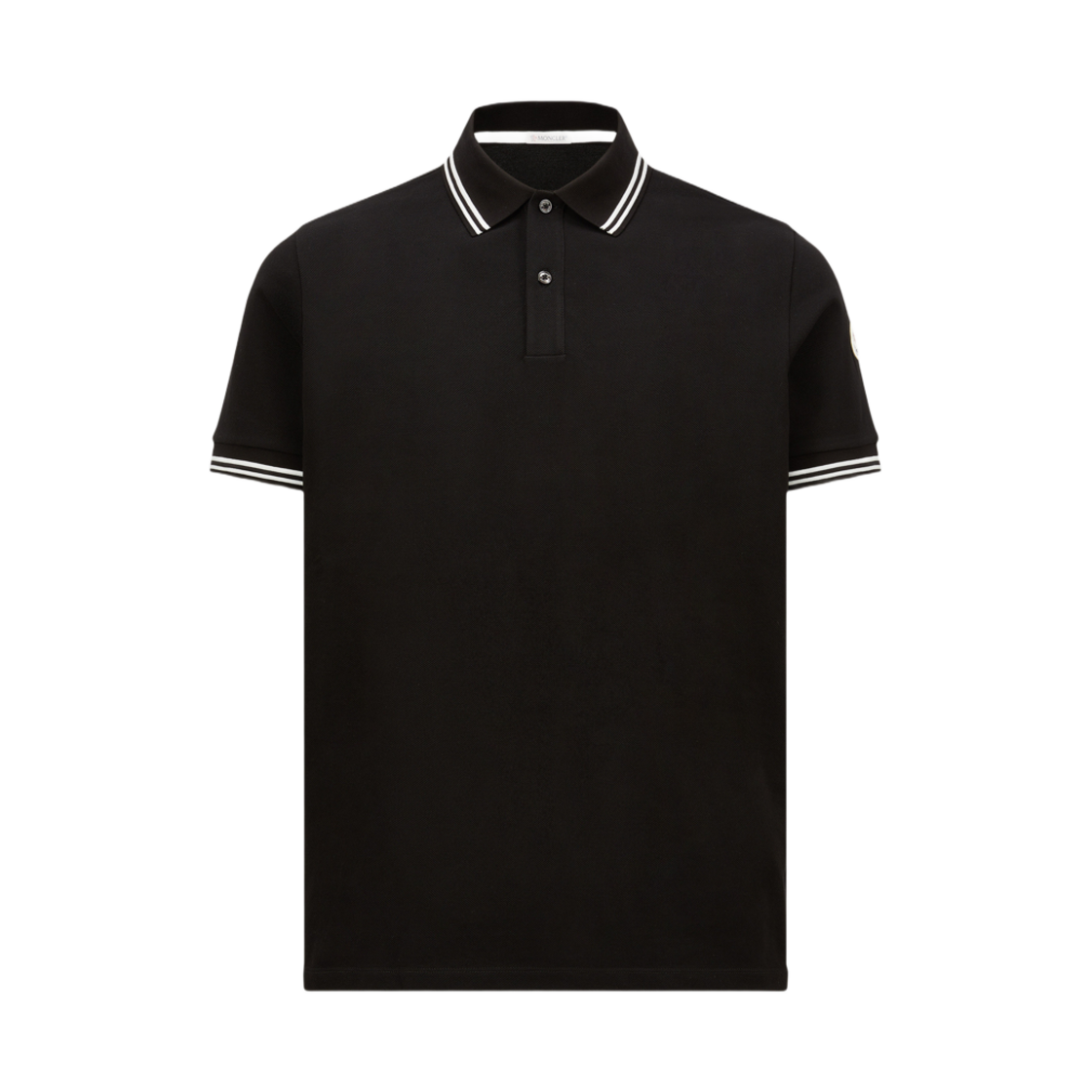몽클레르 스트라이프 트림 코튼 피케 폴로 셔츠 블랙 - 25SS(Moncler Striped Trim Cotton Piquet Polo Shirt Black - 25SS)
