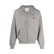 AMI de Coeur Cotton Zipped Hoodie Heather Grey