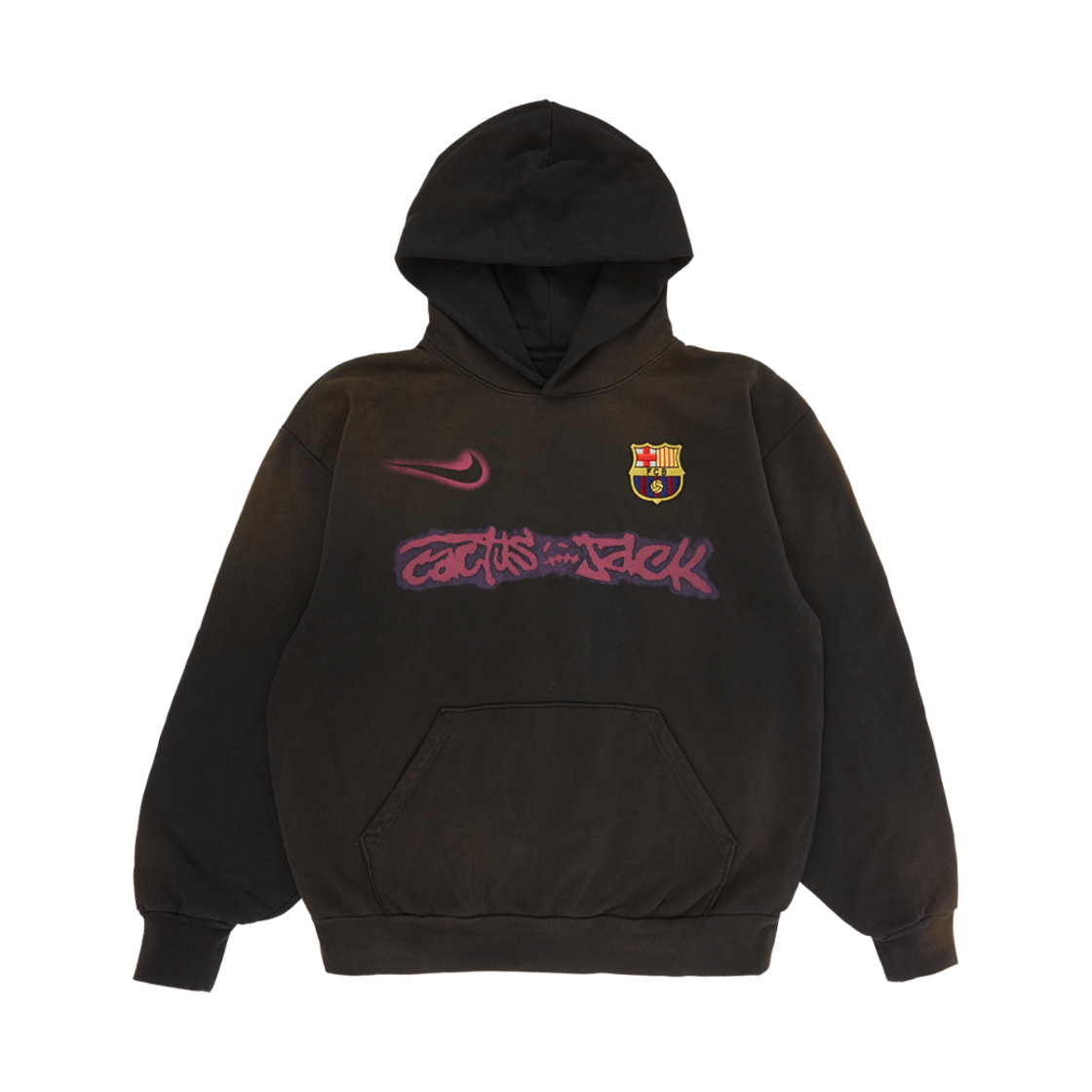 - Nike FC Barcelona x Travis Scott Spray Logo Hoodie Black