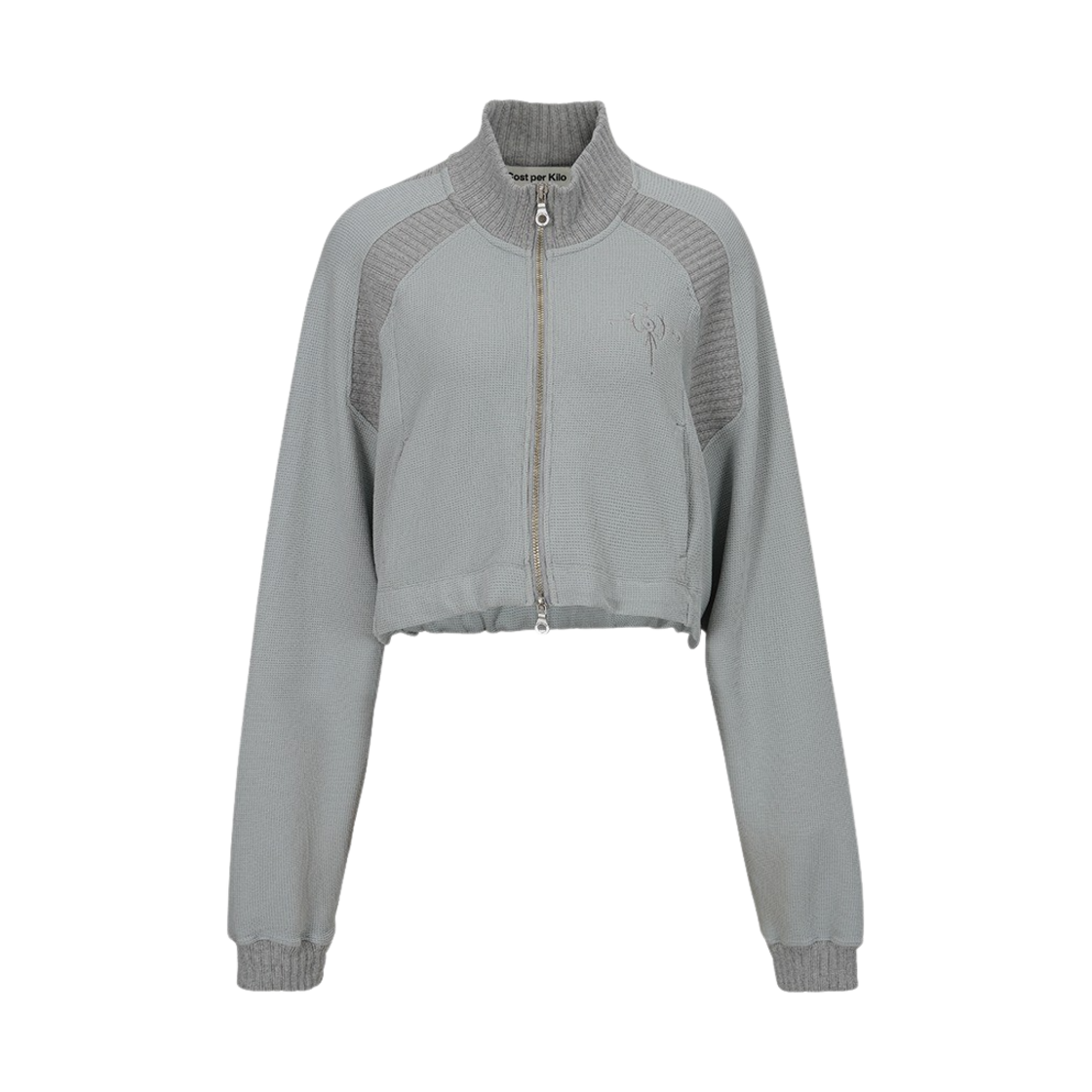CK24SWJK03LBL Cost per Kilo Waffle Zip Cardigan Light Blue