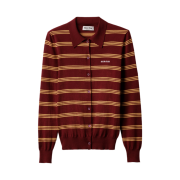 Miu Miu Striped Cashmere and Silk Cardigan Amaranth Red Maze Yellow