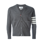 Thom Browne Cashmere 4-Bar Short V-Neck Cardigan Medium Grey