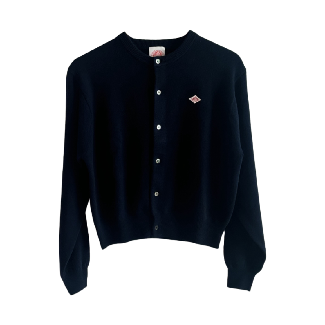 (W) 단톤 램스울 크루넥 가디건 다크 네이비((W) Danton Lambswool Crewneck Cardigan Dark Navy)