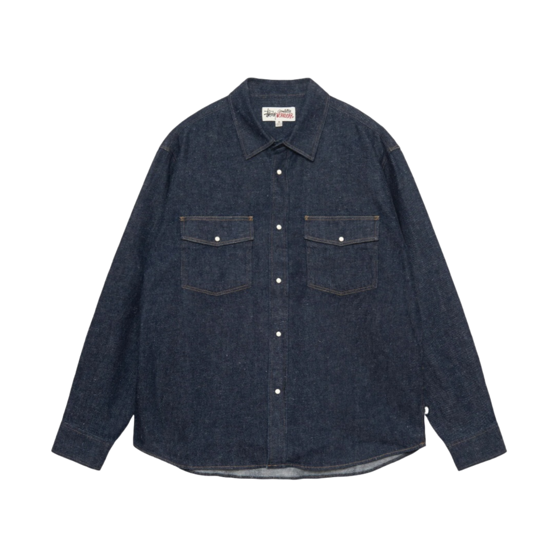 1110320 Stussy Boxy Western Denim Shirt Dark Denim