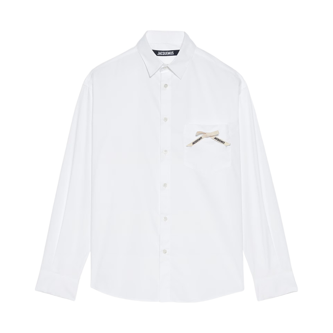216SH001-1454-100 Jacquemus La Chemise Simon Bow Logo Shirt White