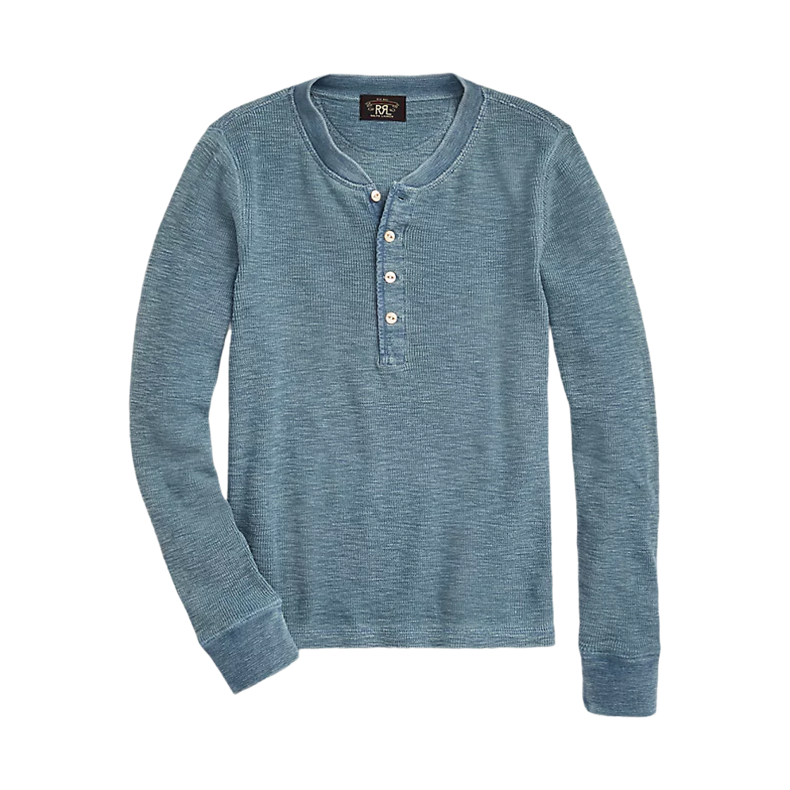 (W) 더블알엘 스트레치 코튼 와플 헨리 미디움 인디고((W) Double RL Stretch Cotton Waffle Henley Medium Indigo) - 1