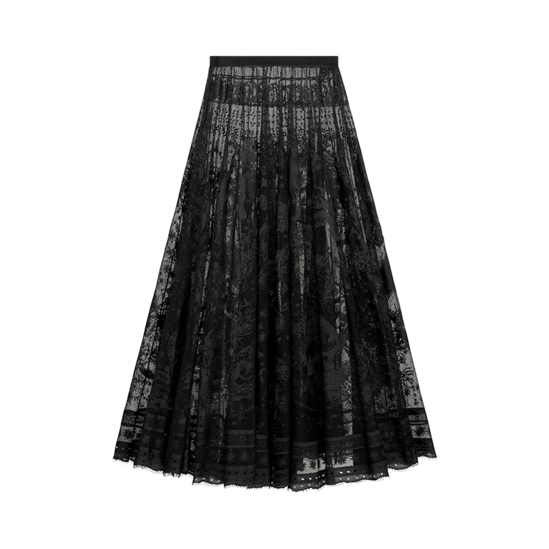 (W) 디올 플레어 미드 스커트 블랙 테크니컬 레이스((W) Dior Flared Mid-Length Skirt Black Technical Lace) - 2