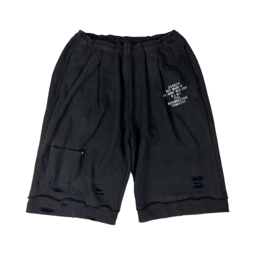 25-B005 Resurrection13 Magazine Wide Sweat Shorts Black
