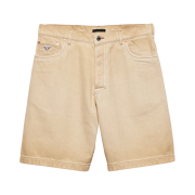 Prada Worn Bull-Denim Bermudas Natural