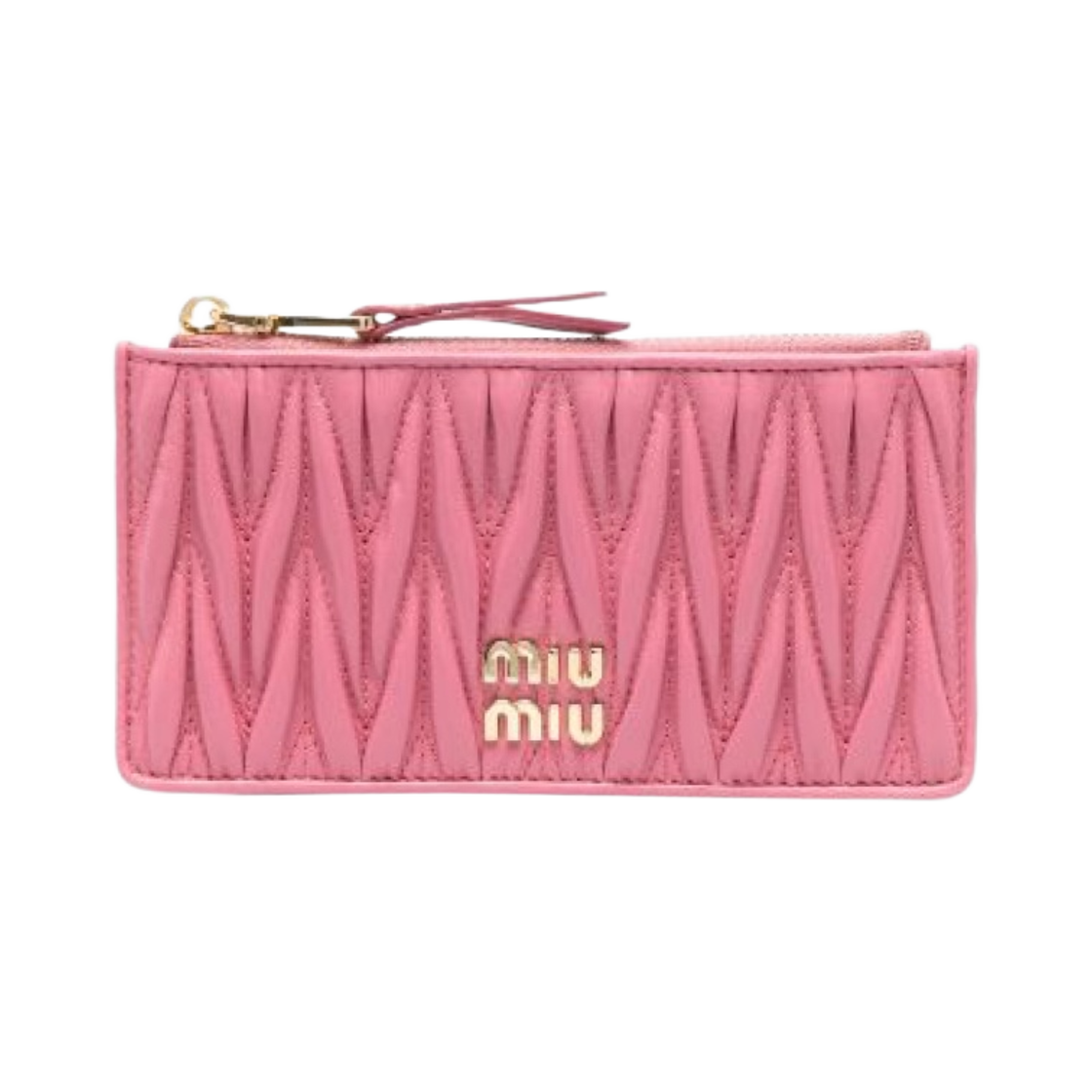 5MB006-2FPP-F0638 Miu Miu Matelasse Nappa Leather Envelope Wallet Begonia Pink
