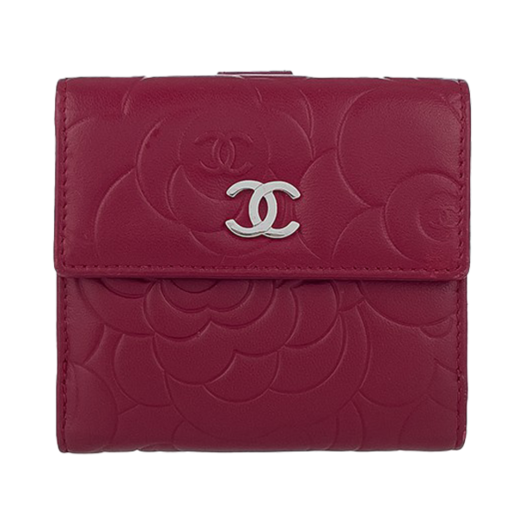 IT2LSR3LT4TJ [B등급] Chanel Vintage Camellia Wallet Rouge Silver Lambskin