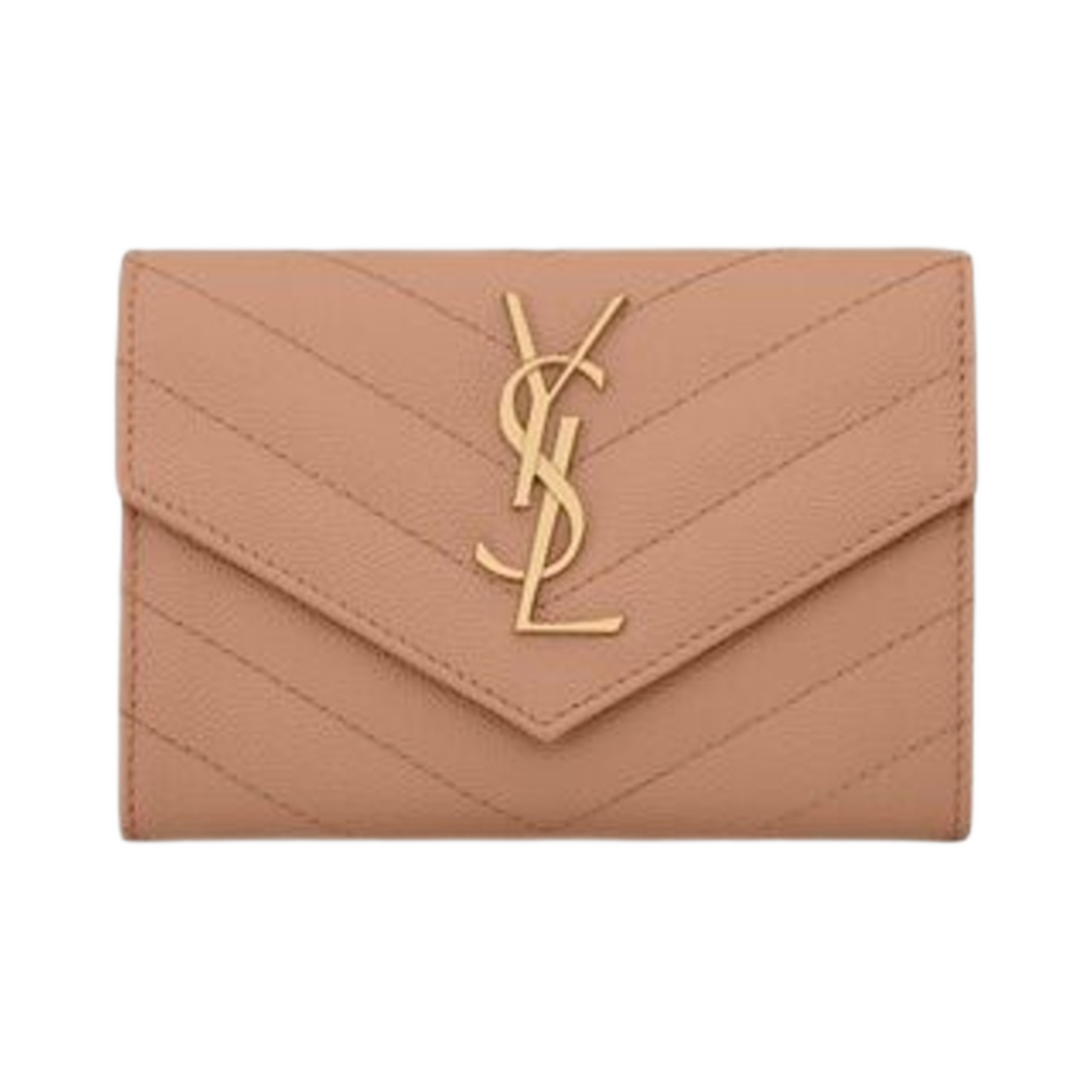생로랑 카산드라 마틀라세 스몰 엔벨로프 월렛 그레인 드 뿌드르 엠보스 레더 빈티지 피치(Saint Laurent Cassandre Matelasse Small Envelope Wallet in Grain De Poudre Embossed Leather Vintage Peach) - 1