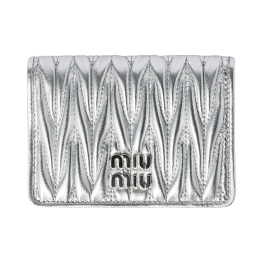 미우 미우 마테라쎄 나파 레더 카드 홀더 실버(Miu Miu Matelasse Nappa Leather Card Holder Silver)