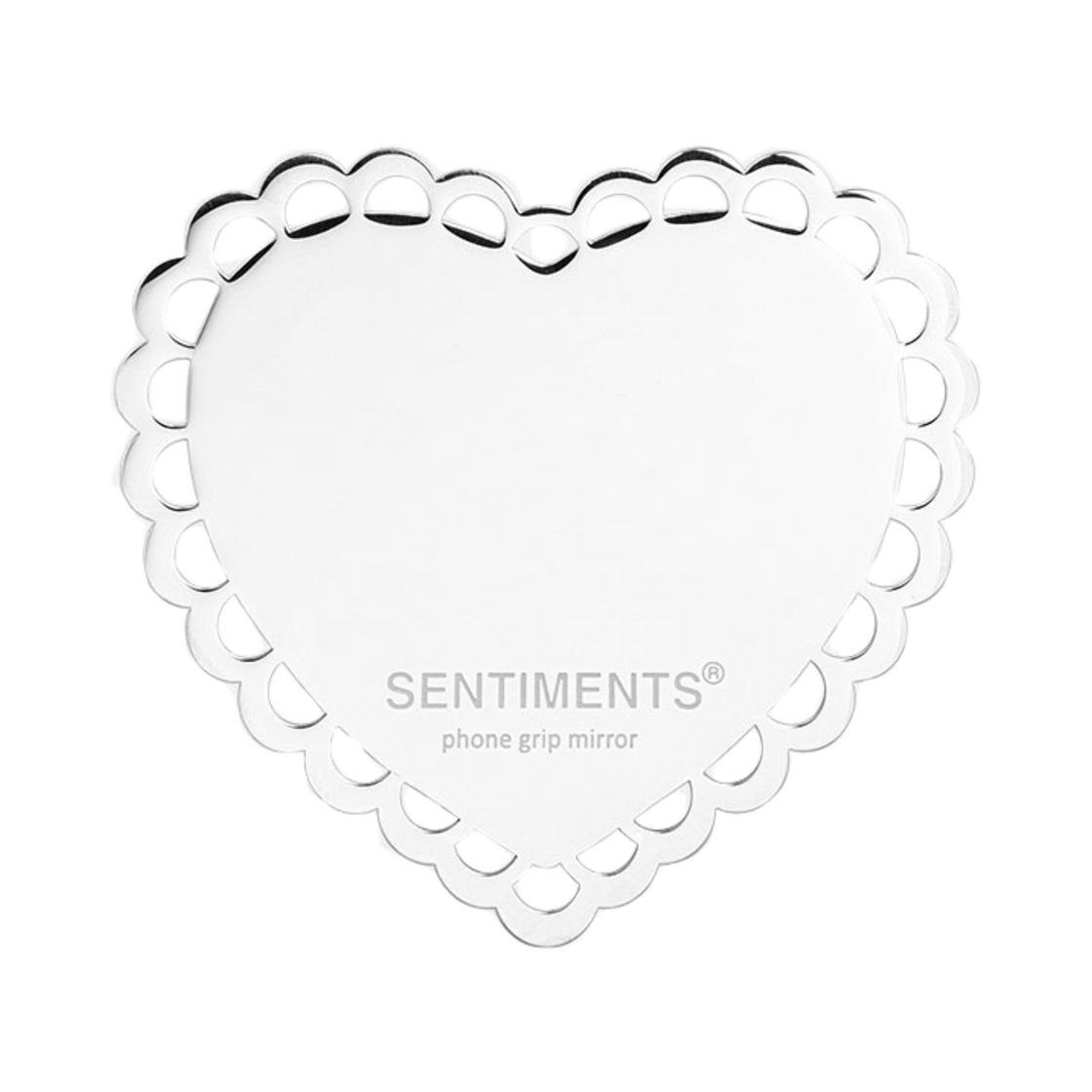 NO602S Sentiments No.602 Heart Mirror Phone Grip Silver