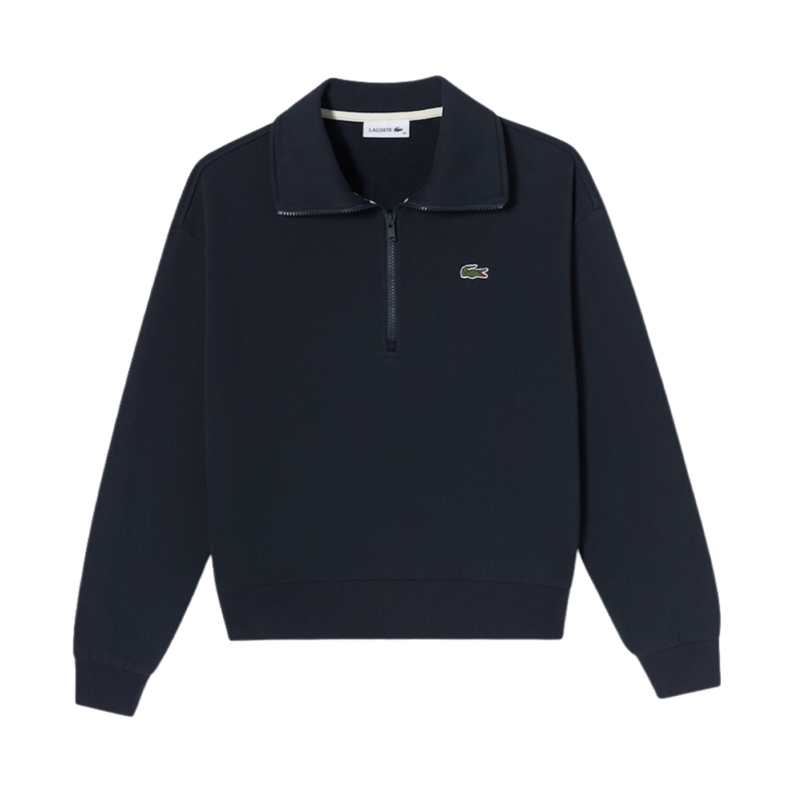 (W) 라코스테 하프 집 스웨트셔츠 네이비 블루((W) Lacoste Half Zip Sweatshirt Navy Blue) - 1