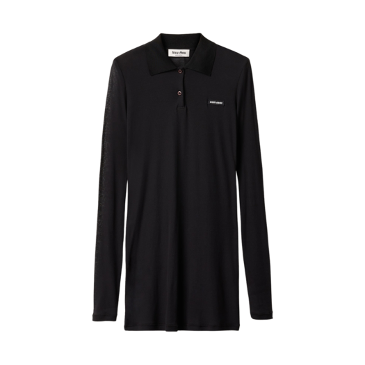 (W) Miu Miu Ribbed Jersey Mini-Dress Black