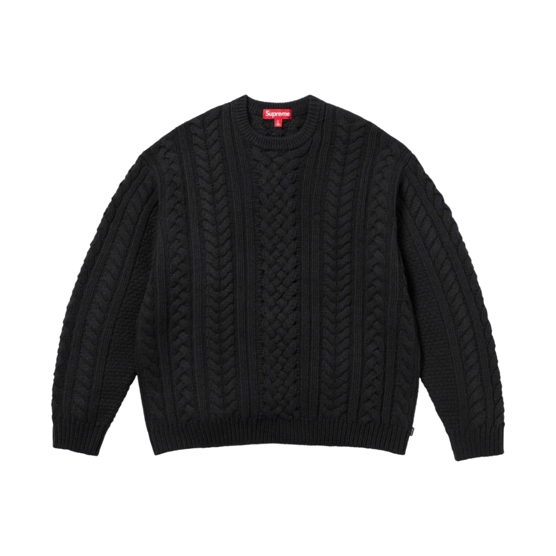 슈프림 아플리케 케이블 니트 스웨터 블랙 - 23FW
