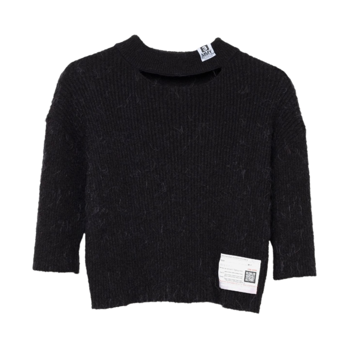 (W) 메종 미하라 야스히로 크롭 니트 블랙((W) Maison Mihara Yasuhiro Cropped Knit Black) - 1