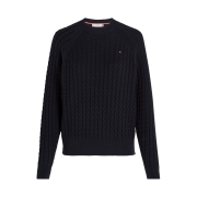 (W) Tommy Hilfiger Cable Knit Relaxed Fit Jumper Desert Sky