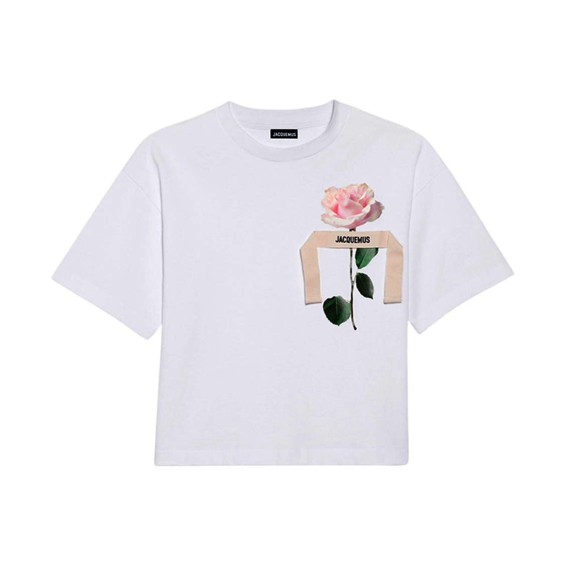 (W) 자크뮈스 르 티셔츠 로즈 로즈 로고 티셔츠 로즈 화이트((W) Jacquemus Le T-Shirt Rose Rose Logo T-Shirt Rose White) - 1