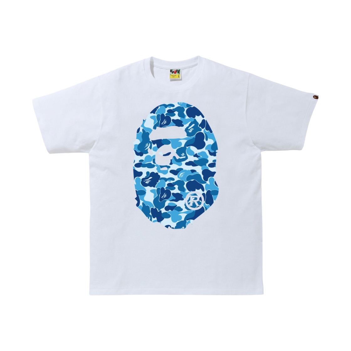 베이프 ABC 카모 빅 에이프 헤드 티셔츠 화이트 블루(BAPE ABC Camo Big Ape Head T-Shirt White Blue)