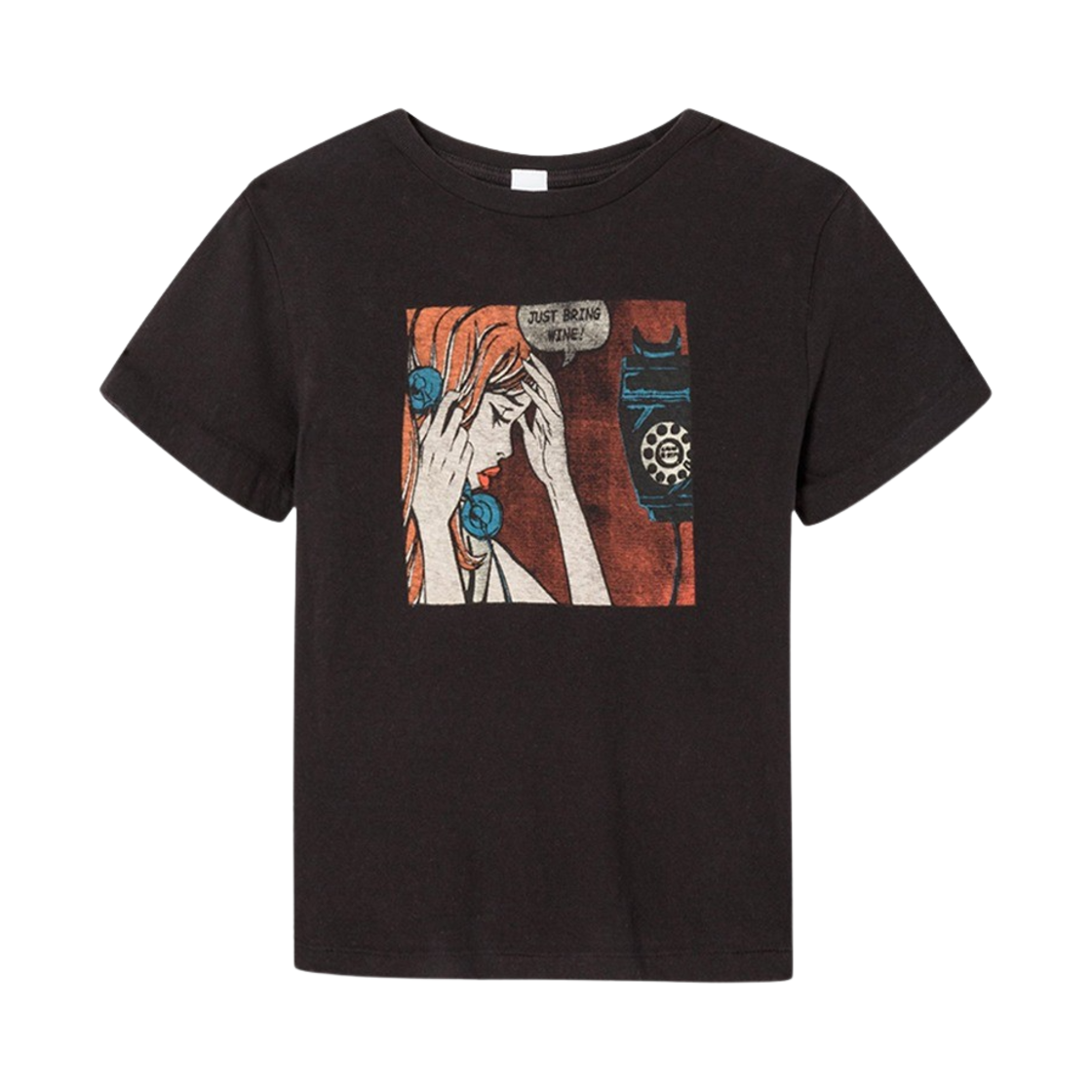 KW4CTSSRE01BK Re/Done Women Classic Just Send Wine T-Shirt Washed Black - 24FW