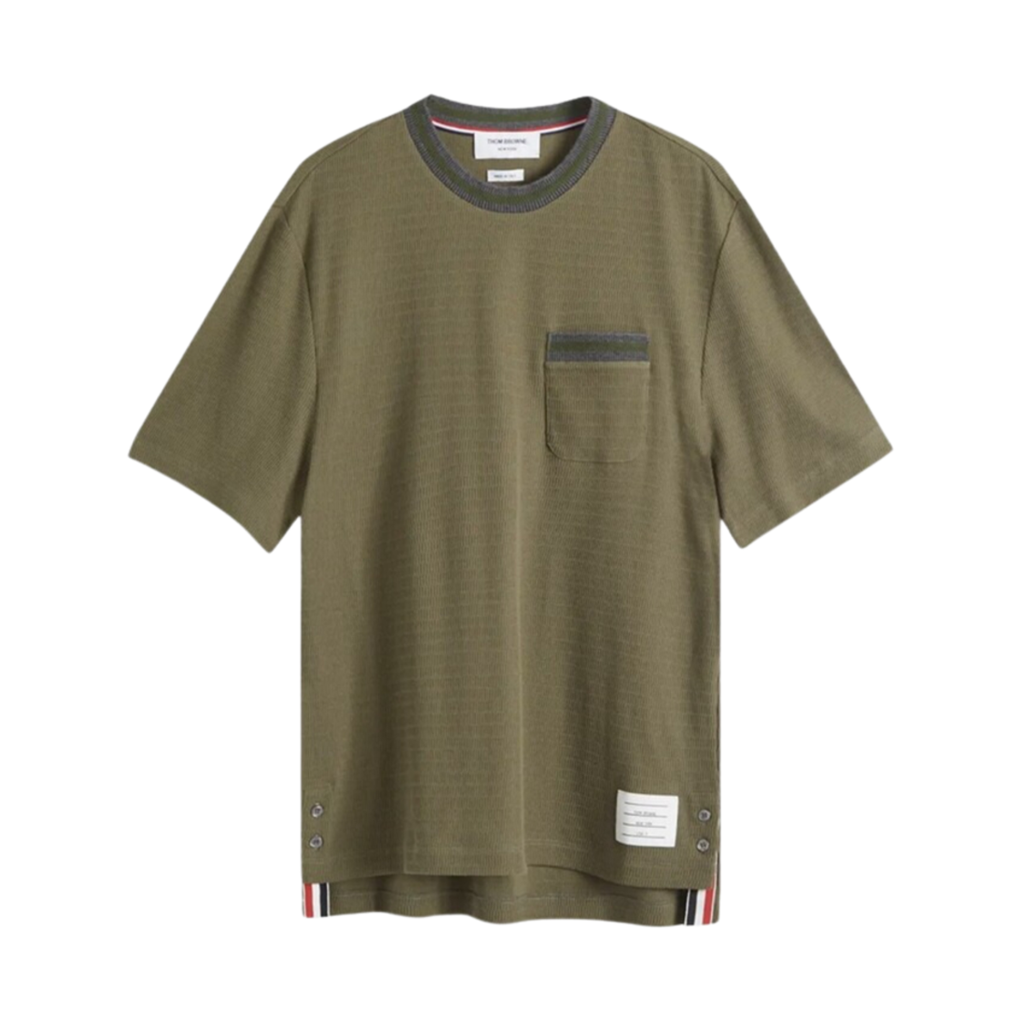 MJS259A-J0153-320 Thom Browne Pointelle Cotton T-Shirt Dark Green