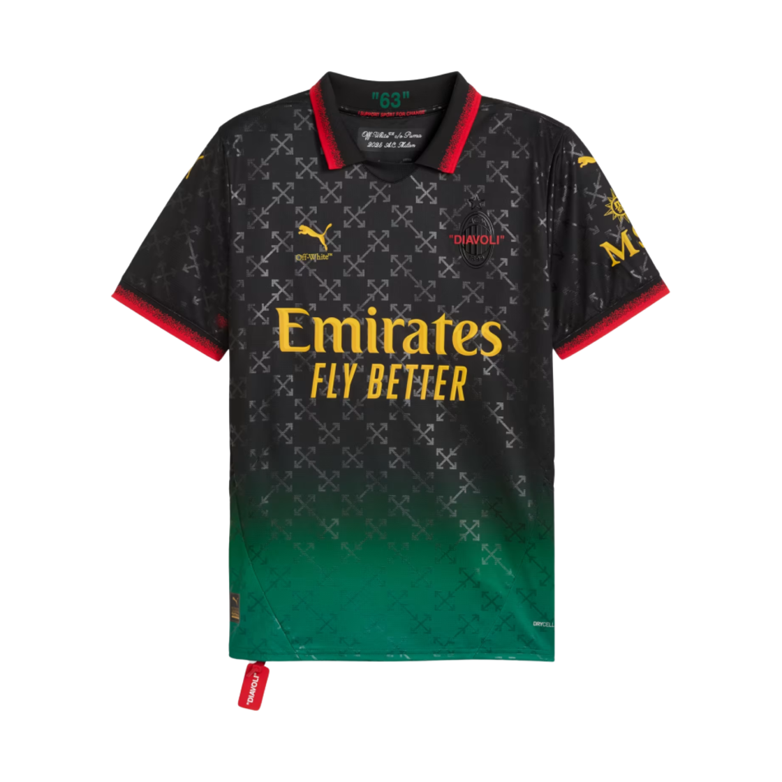 푸마 x 오프화이트 AC 밀란 2024/25 4th 레플리카 저지 블랙 파워 그린 (논 마킹 버전)(Puma x Off-White AC Milan 2024/25 4th Replica Jersey Black Power Green (Non Marking Ver.))