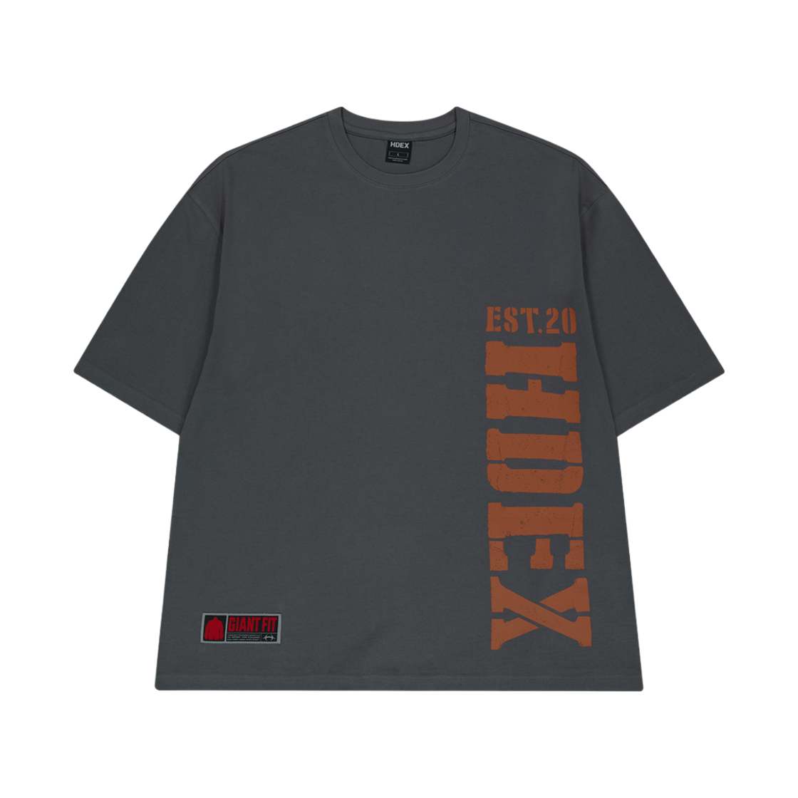 에이치덱스 코어 빅 로고 자이언트핏 숏 슬리브 차콜