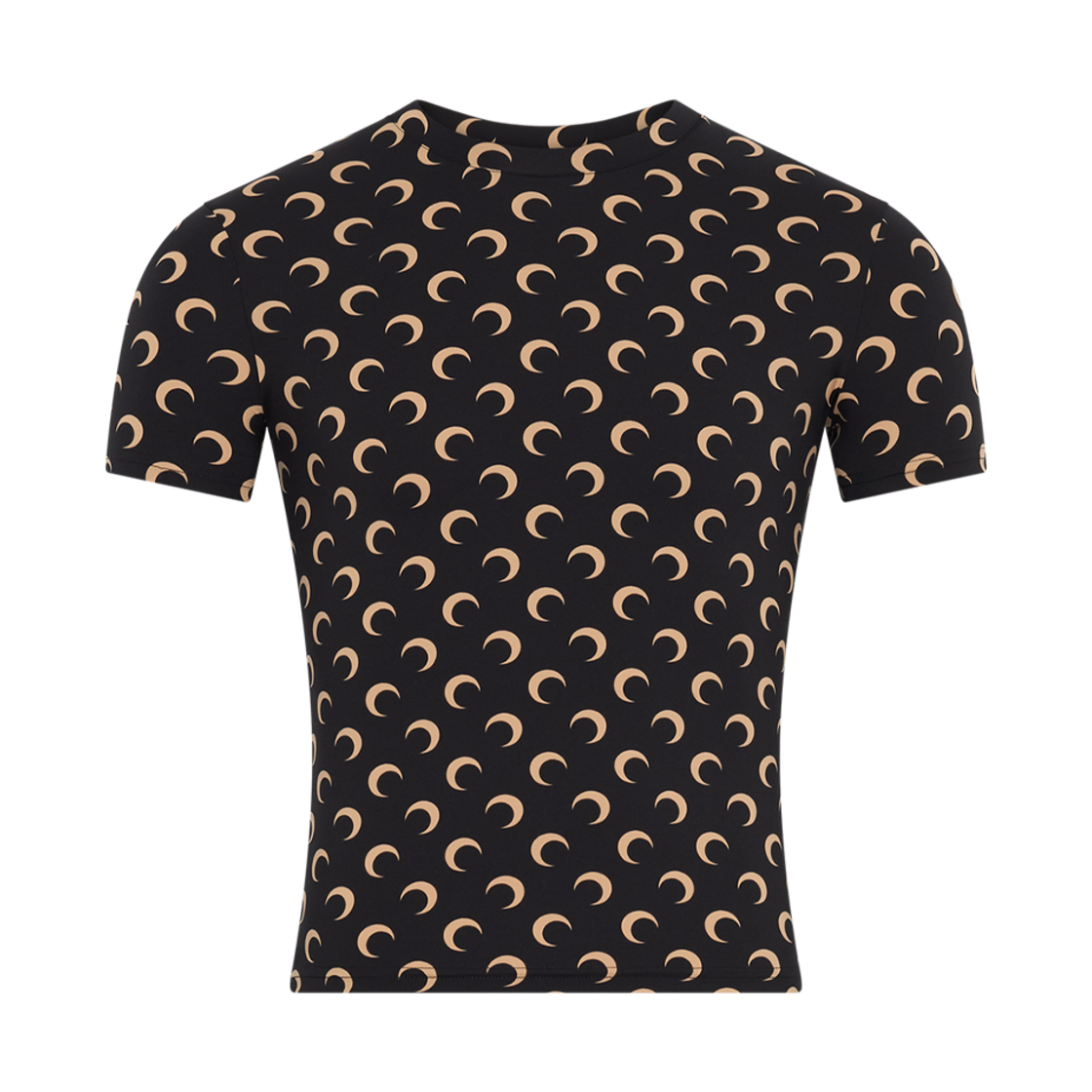 마린 세르 리사이클 문 저지 세컨드 스킨 숏슬리브 탑 문 탄 온 블랙(Marine Serre Recycled Moon Jersey Second Skin Short Sleeves Top Moon Tan On Black)