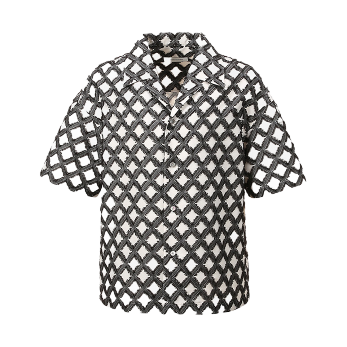 LH2511SH001EBK LE17SEPTEMBRE Argyle Patterned Jacquard Shirt Black