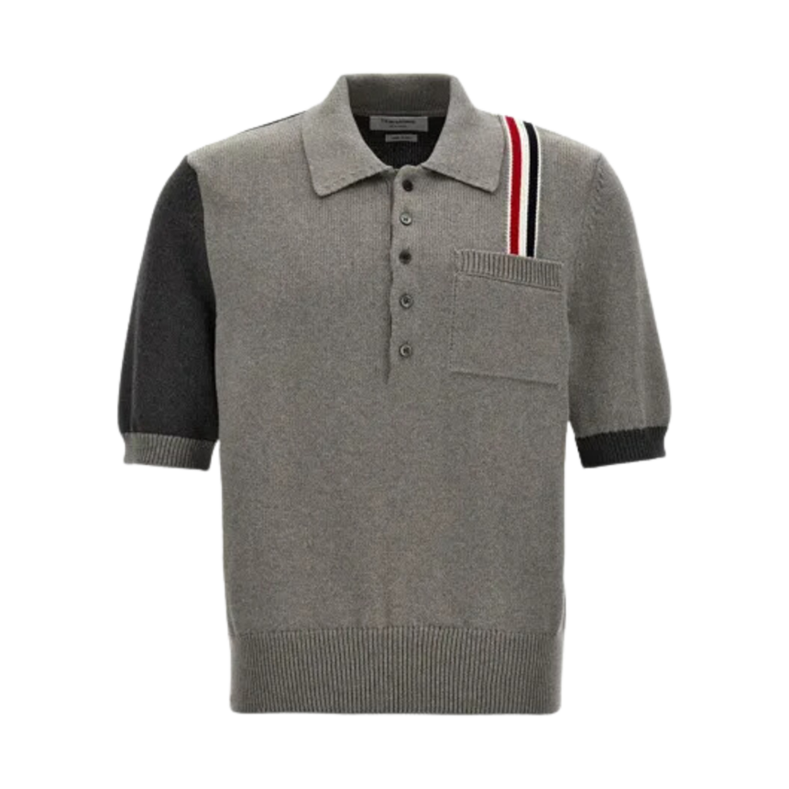 톰브라운 펀믹스 저지 스티치 폴로 셔츠 토날 그레이(Thom Browne Fun-Mix Jersey Stitch Polo Shirt Tonal Grey) - 1