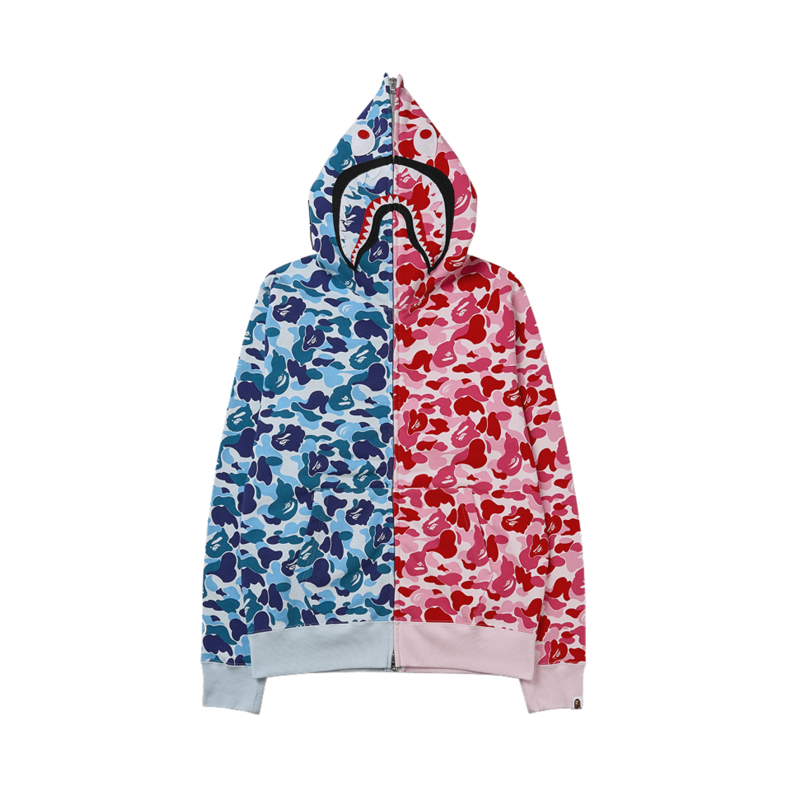 베이프 ABC카모 세퍼레이트 샤크 풀 집 후드 블루 핑크(BAPE ABC Camo Separate Shark Full Zip Hoodie Blue Pink)