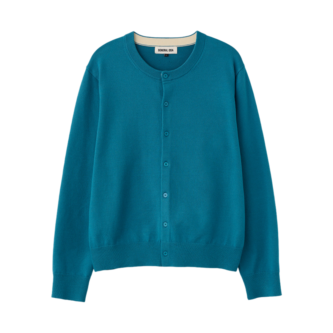 SBE1M04003OB General Idea Man Essential Minimal Crew Neck Cardigan Ocean Blue