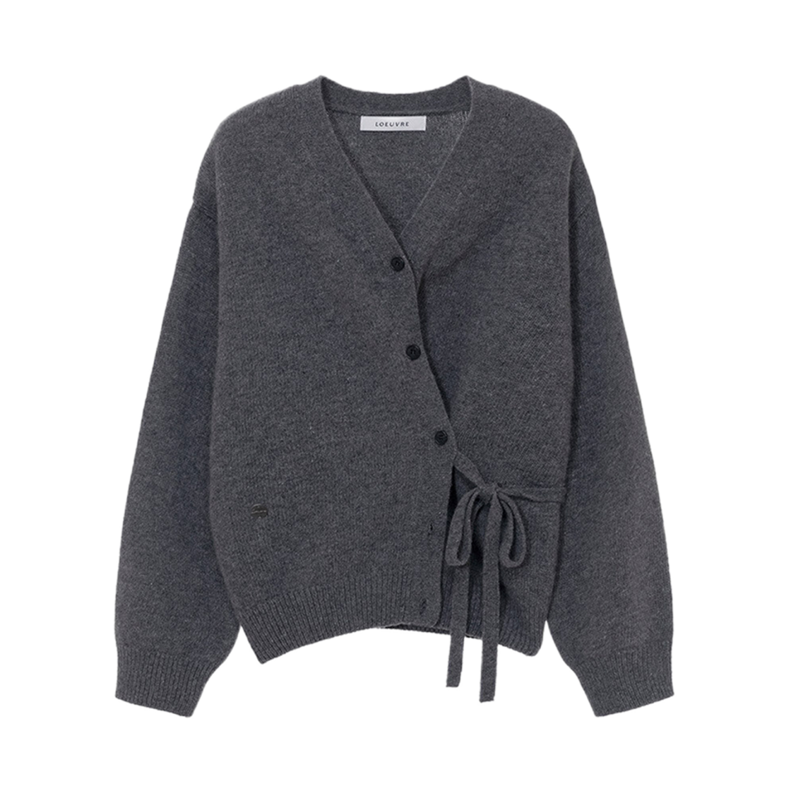 SK4WD944 (W) Loeuvre Side Strapped V-Neck Knit Cardigan Dark Grey
