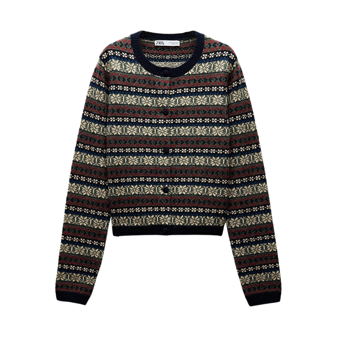 (W) 자라 자카드 니트 자켓 멀티컬러((W) Zara Jacquard Knit Jacket Multicolor) - 1