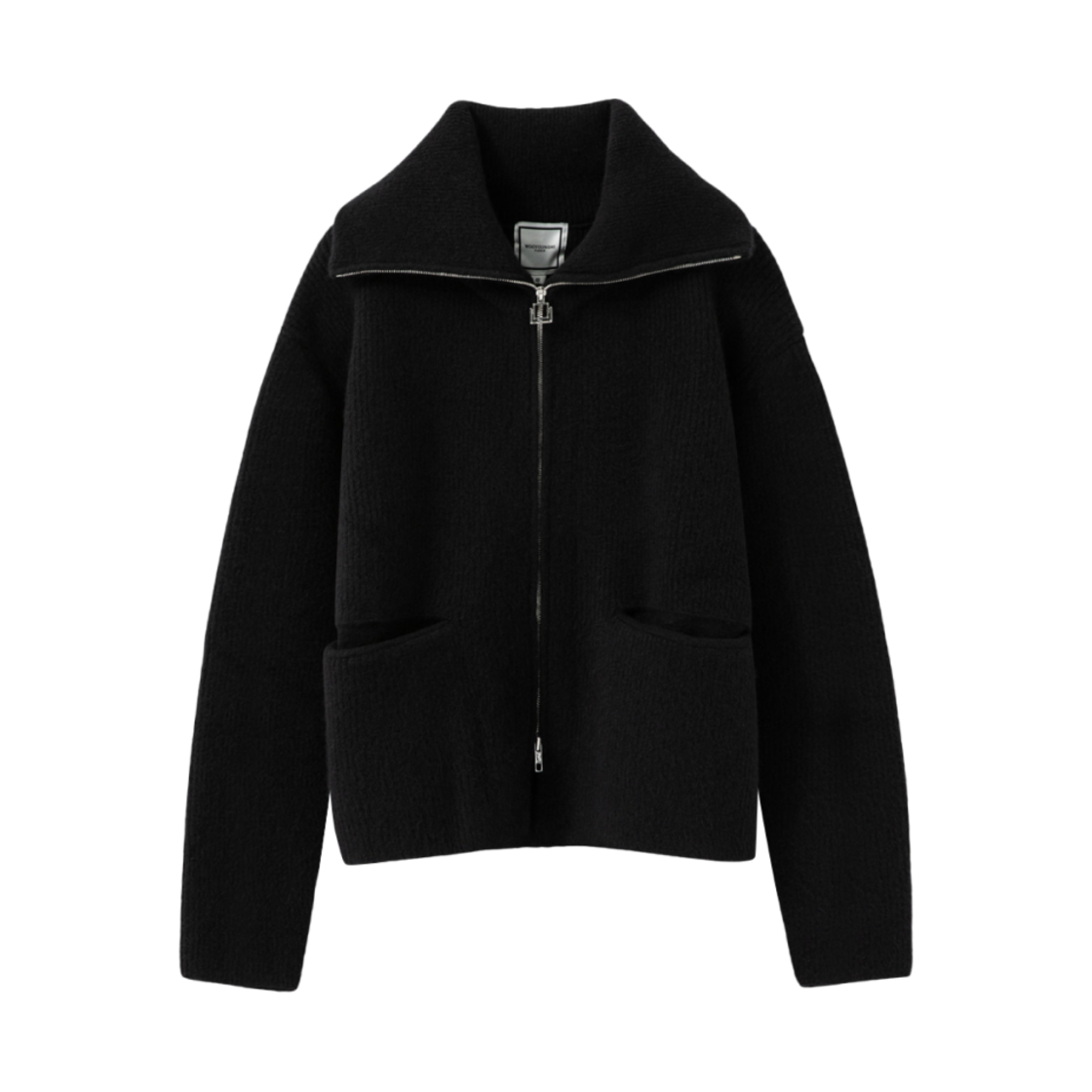 우영미 하이넥 집업 가디건 블랙 - 24FW