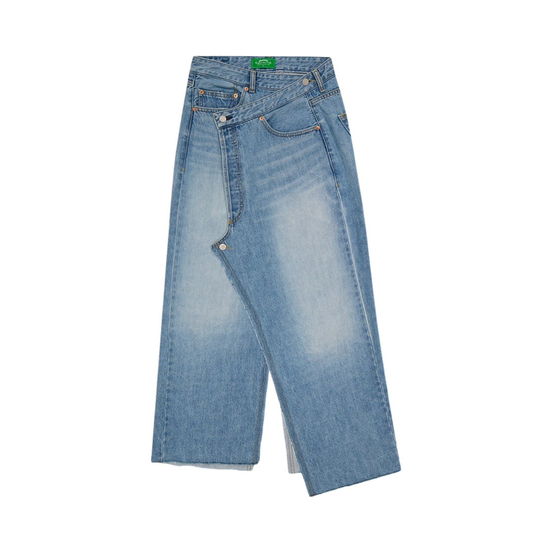 그린 버터 우먼 리빌드 언발란스드 랩 데님 스커트 블루