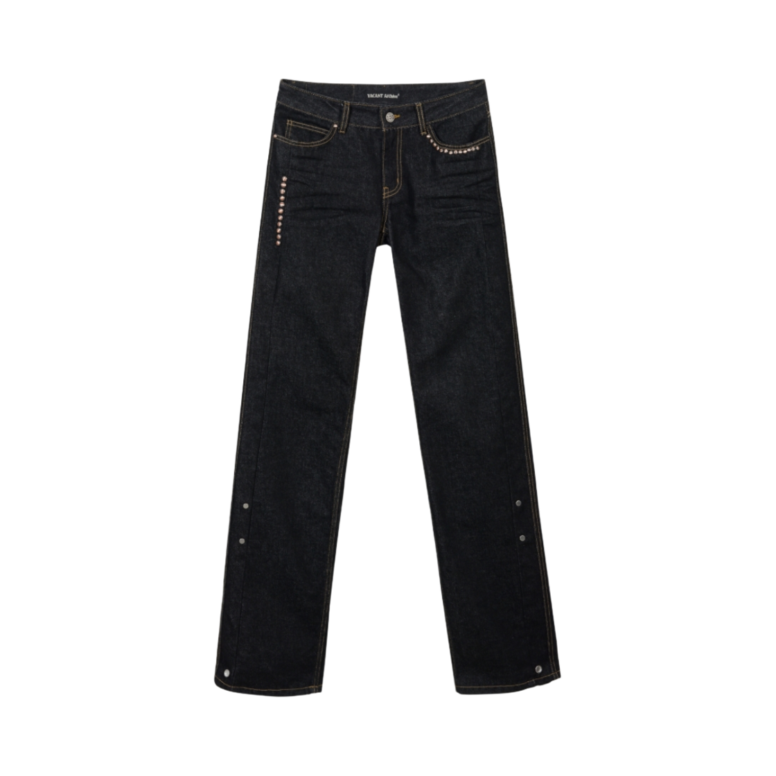 VAK251SS002BK10_02 Vacant Archive Heidi Long Length Turn-Up Denim Black