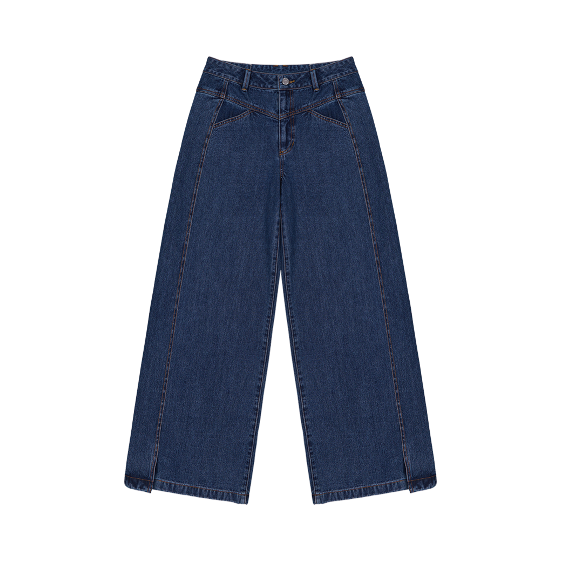 P0000DDF_5 Current Pleated Wide Denim Pants Blue