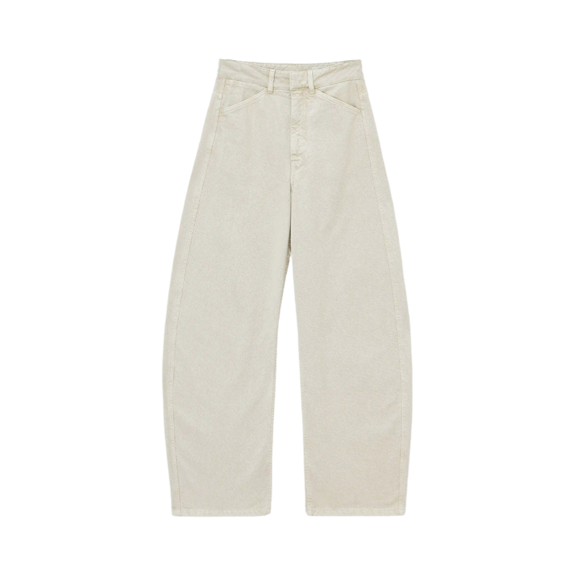 (W) 르메르 스노위 헤비 데님 하이 웨이스티드 커브드 팬츠 데님 스노우 오트((W) Lemaire Snowy Heavy Denim High Waisted Curved Pants Denim Snow Oat)