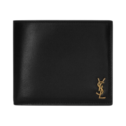Saint Laurent Tiny Cassandre East/West Wallet in Shiny Leather Black